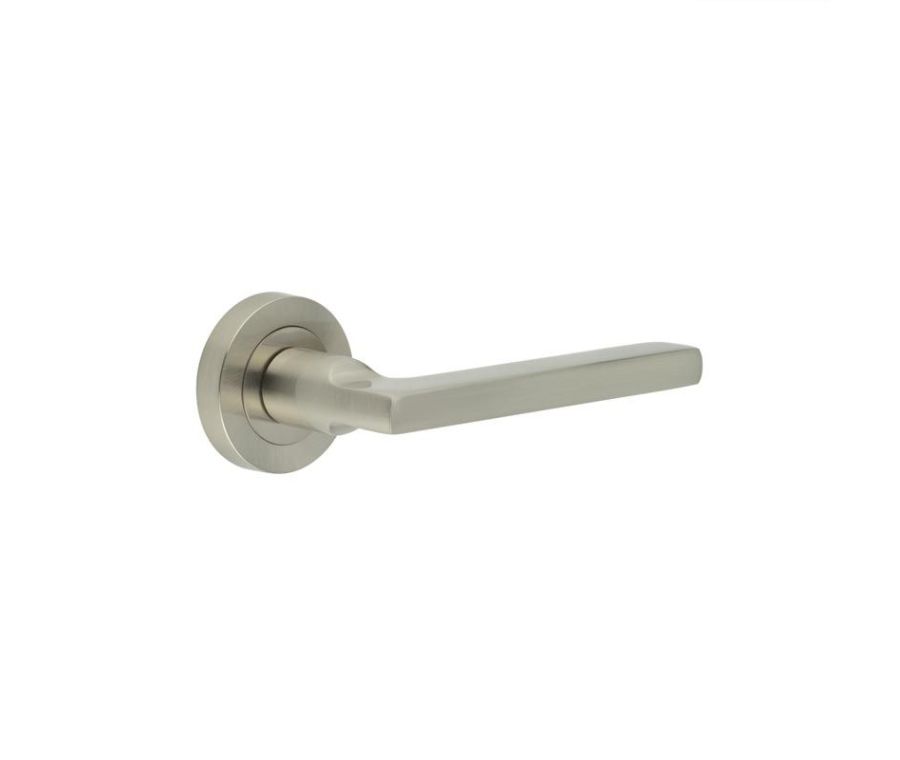 Sets Satin Nickel Jet Lever Handle on rose | JV600SN