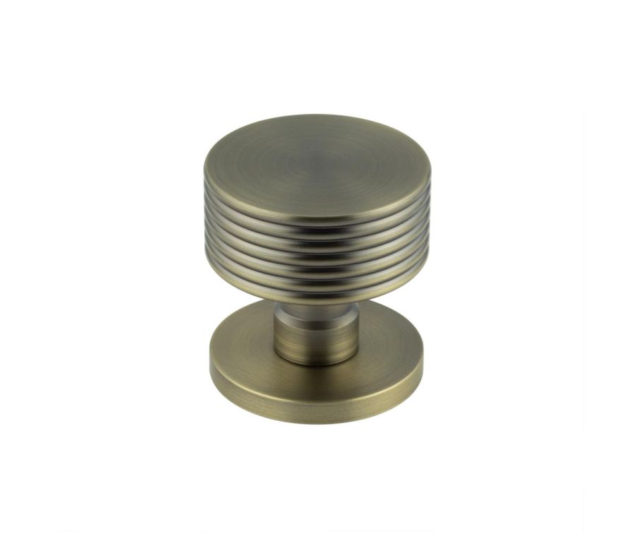 Frelan Antique Brass Ribbon Reeded Mortice Door Knob |  JV802AB