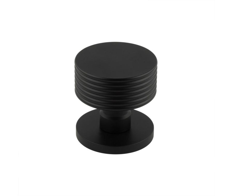 Frelan Matt Black Ribbon Reeded Mortice Door Knob |  JV802MB