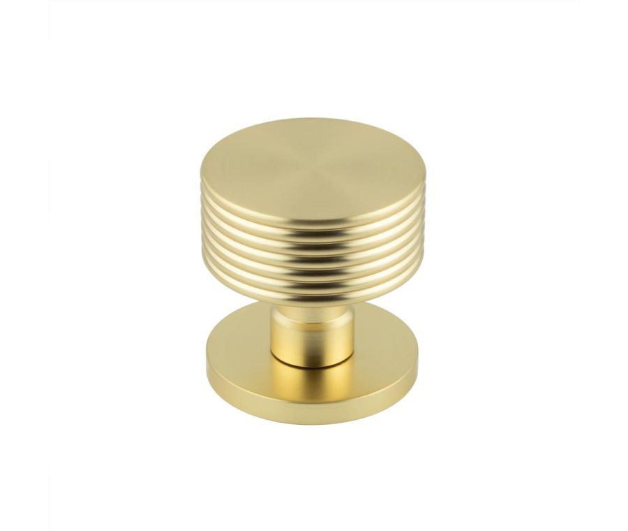 Frelan Satin Brass Ribbon Reeded Mortice Door Knob |  JV802SB