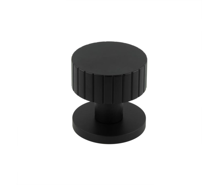 Frelan Matt Black Cog Lined Mortice Door Knob |  JV803MB