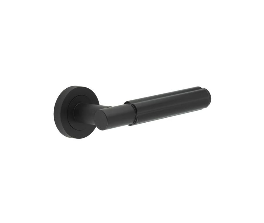 Sets Matt Black Bloom Lever Handle on rose | JV848MB