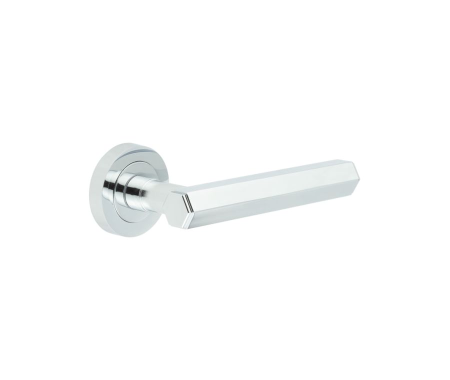 Pair Hex Polished Chrome Lever on rose