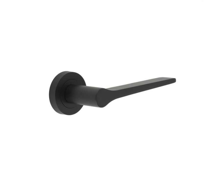 Sets Matt Black Geo Lever Handle on rose | JV851MB