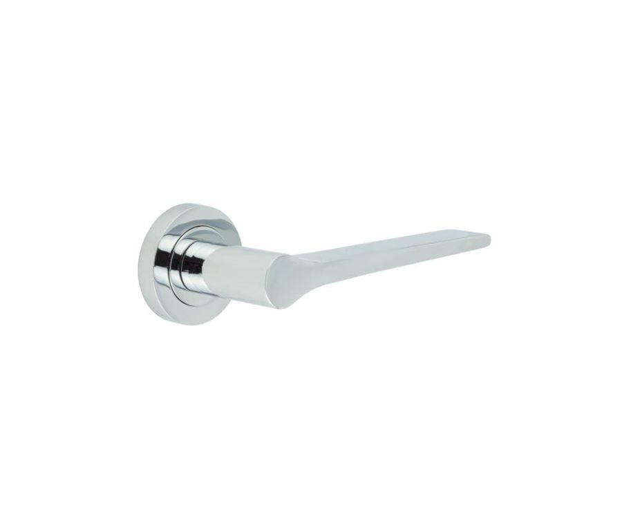 Sets Polished Chrome Geo Lever Handle on rose | JV851PC