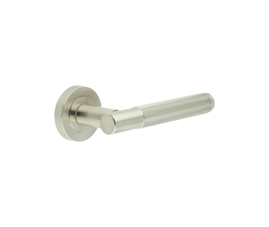 Sets Satin Nickel Venice Lever Handle on rose | JV852SN