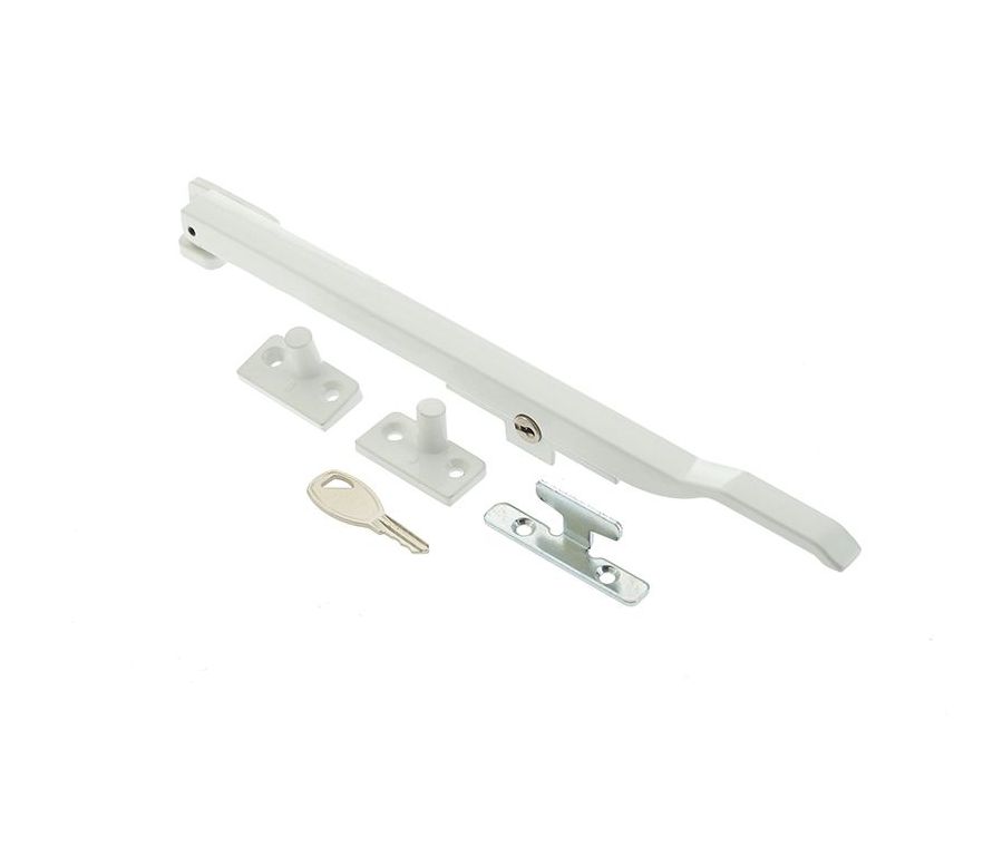Frelan 250mm White locking casement stay
