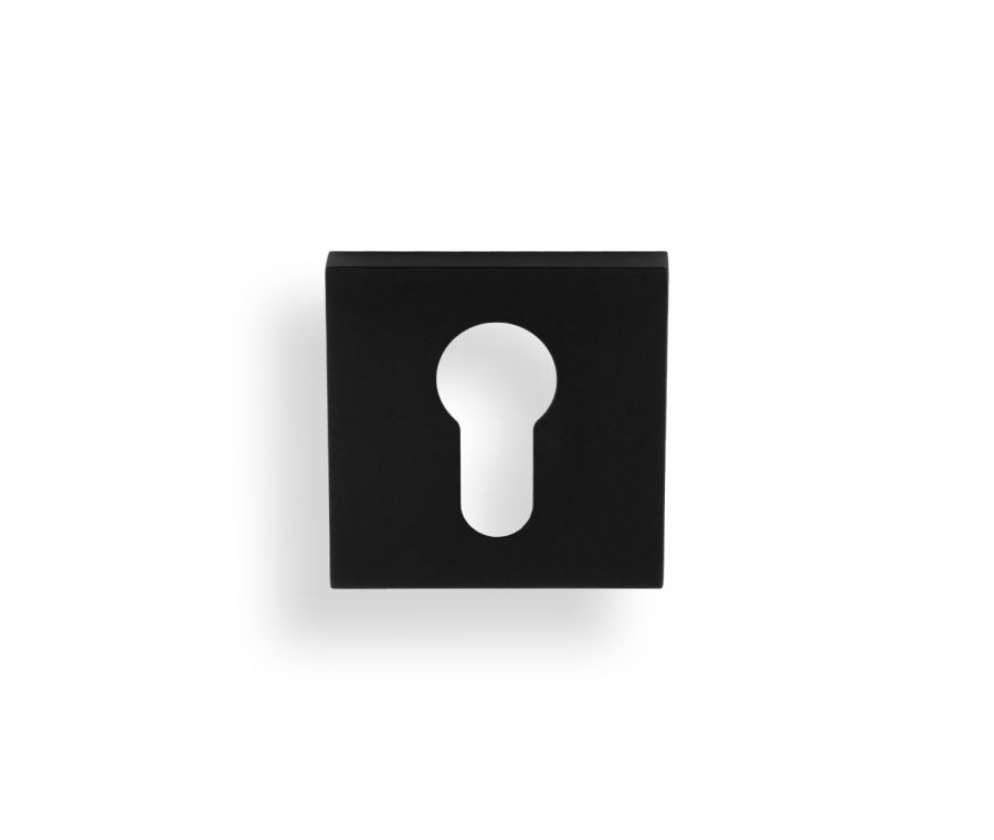 Valli Matt Black PVD Euro Profile Square Escutcheon | K1101SQMBPVD