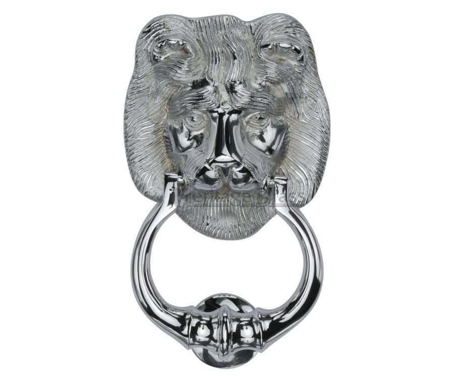 Heritage Brass Polished Chrome Lion Door Knocker