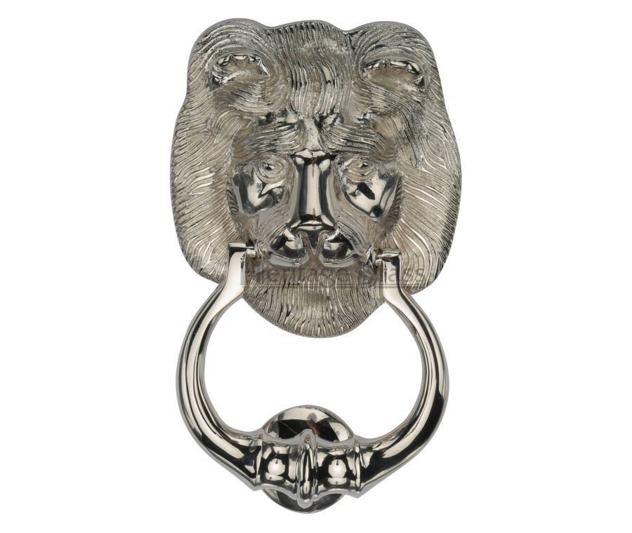 Heritage Brass Polished Nickel Finish Lion Door Knocker