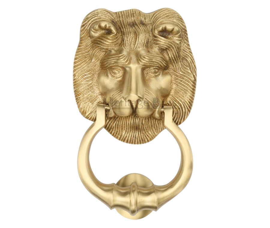Heritage Brass Satin Brass Lion Door Knocker