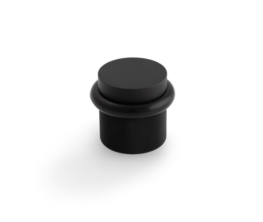 Valli Matt Black PVD Floor Mounted Knurled Door Stop | K1301MBPVD