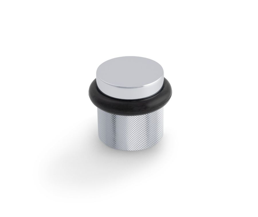 Valli Polished Chrome PVD Floor Mounted Knurled Door Stop | K1301PCPVD