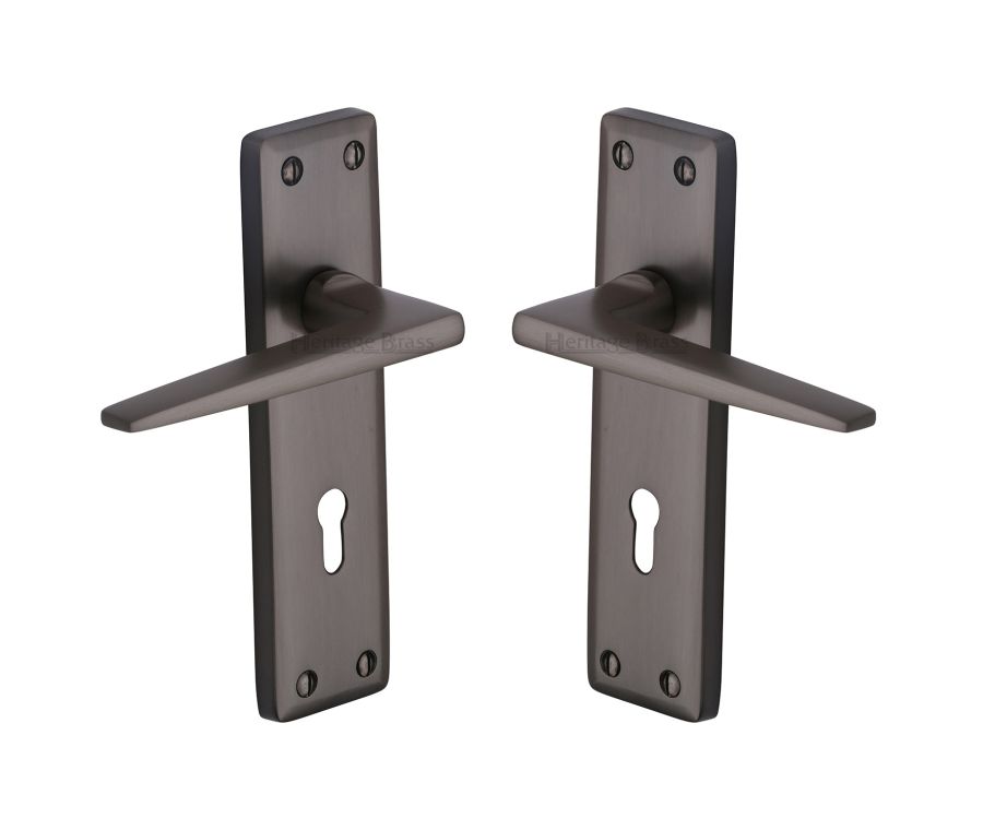 Heritage Brass Matt Bronze Kendal Door Handle on Plate - Lever Lock