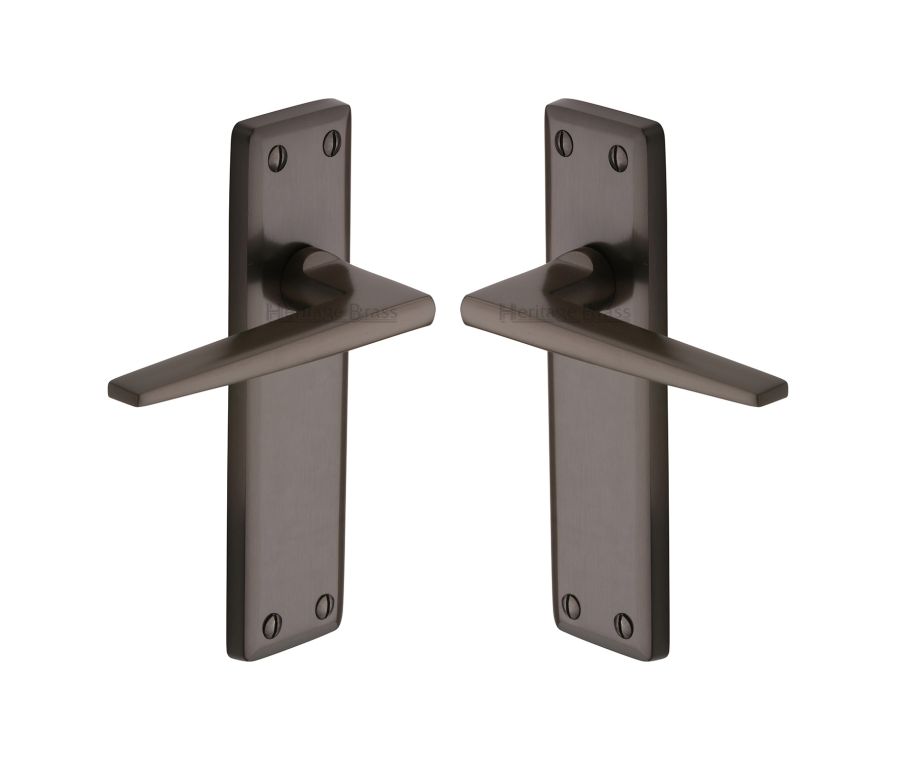 Heritage Brass Matt Bronze Kendal Door Handle on Plate - Lever Latch