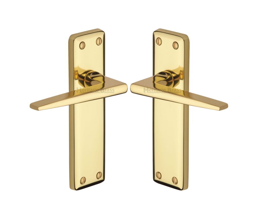 Heritage Brass Polished Brass Kendal Door Handle on Plate - Lever Latch