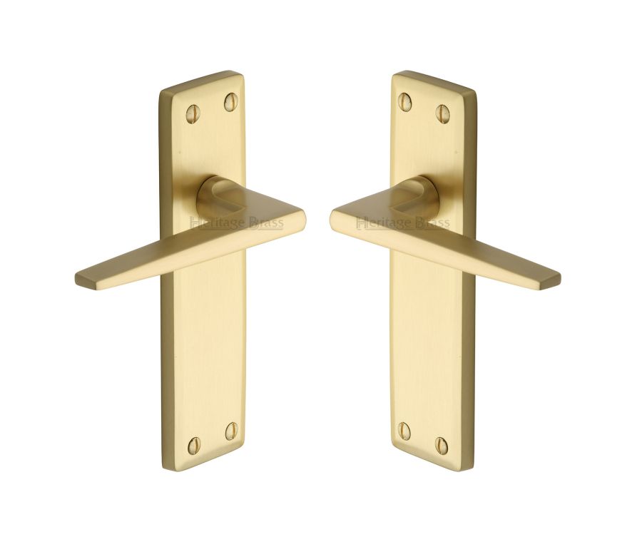 Heritage Brass Satin Brass Kendal Door Handle on Plate - Lever Latch