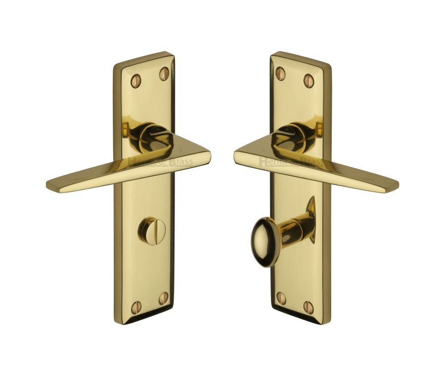 Heritage Brass Polished Brass Kendal Door Handle on Plate - Bathroom Set