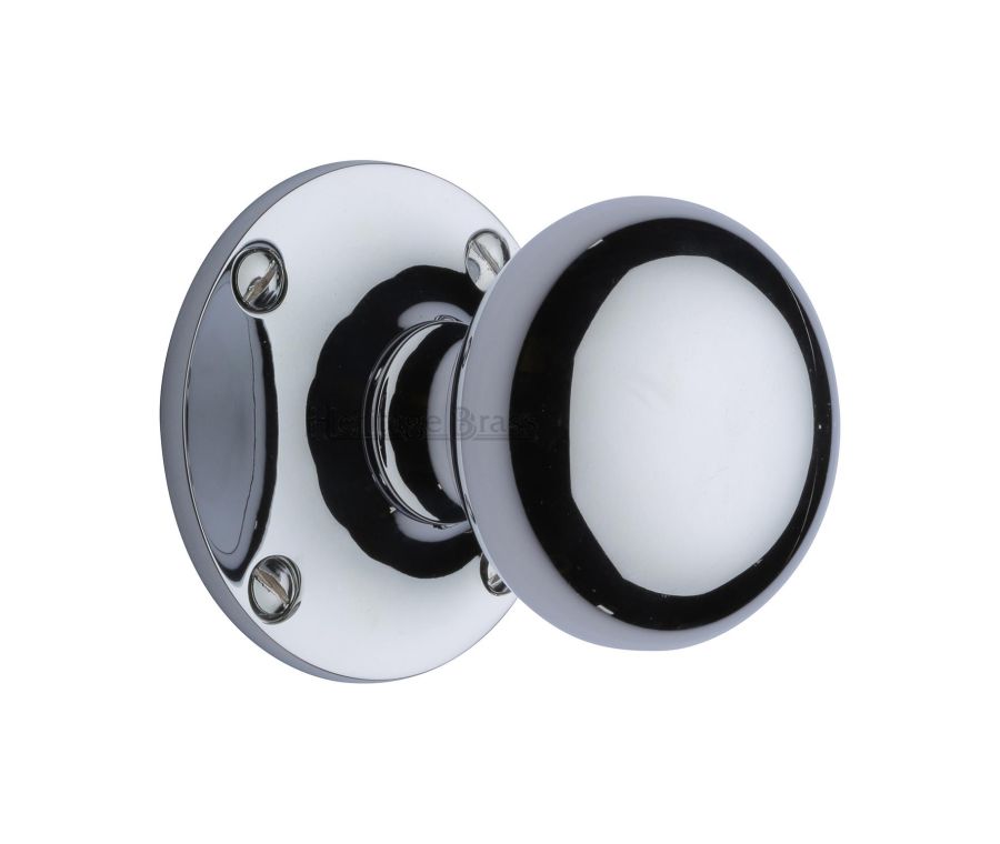 Heritage Brass Polished Chrome Kensington Door Knob on Rose