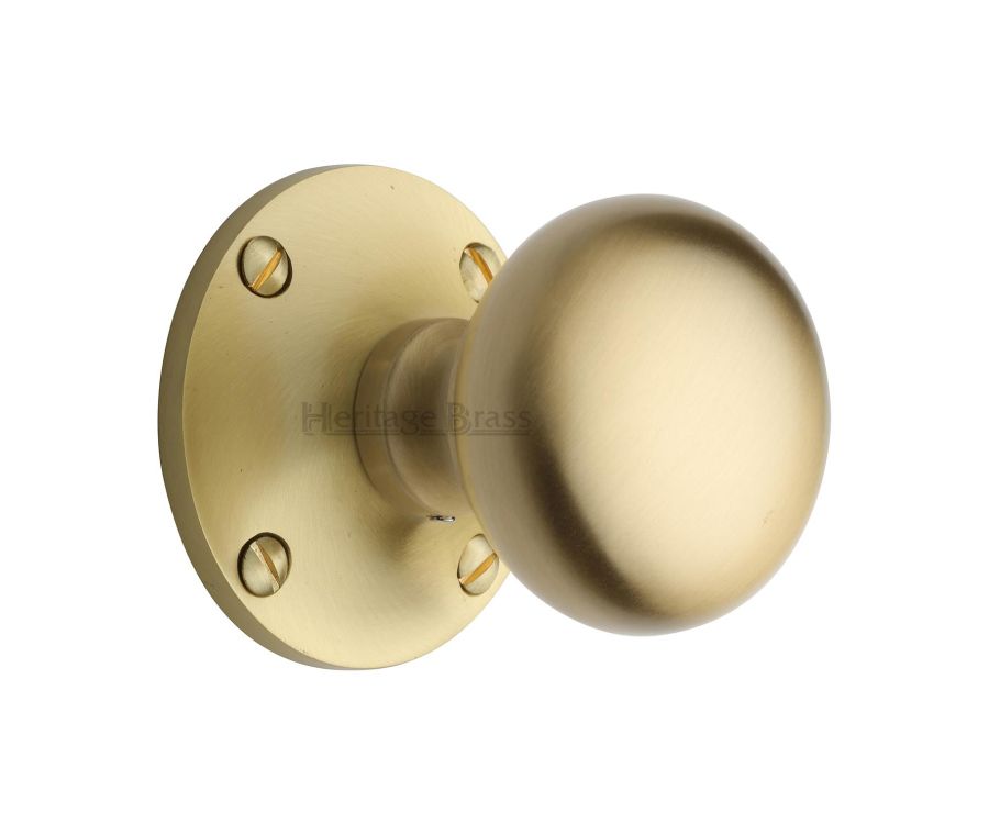 Heritage Brass Satin Brass Kensington Door Knob on Rose