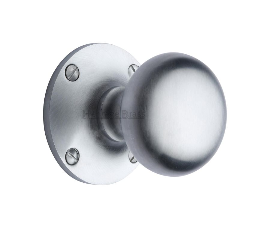 Heritage Brass Satin Chrome Kensington Door Knob on Rose
