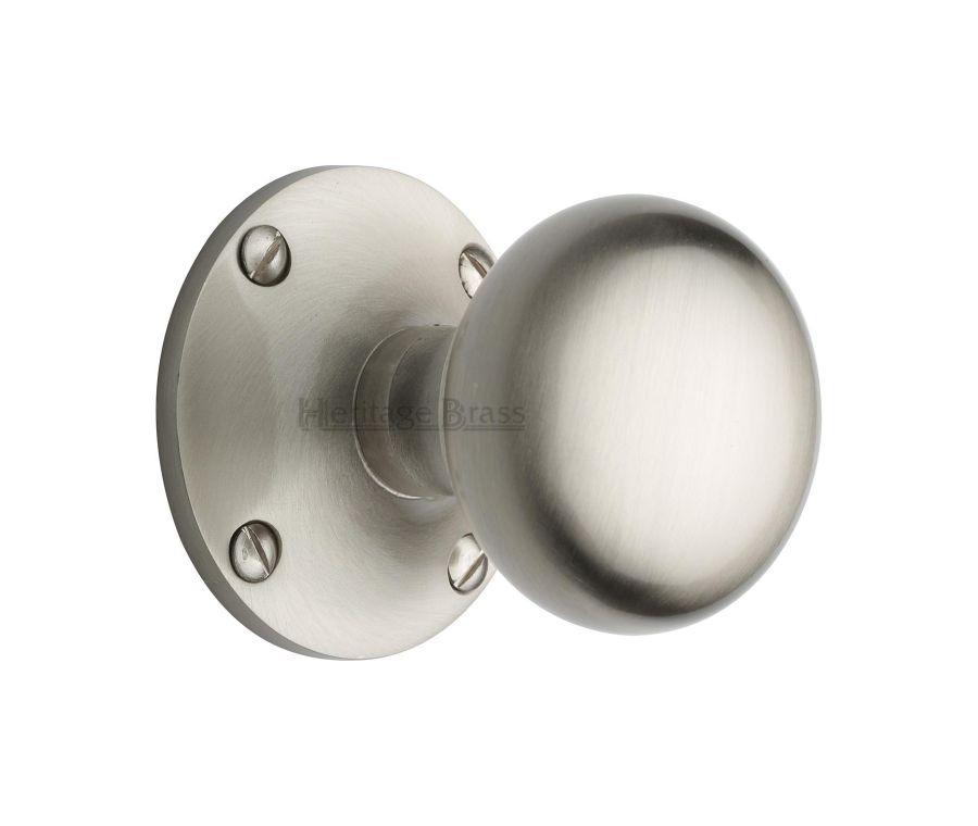 Heritage Brass Satin Nickel Kensington Door Knob on Rose