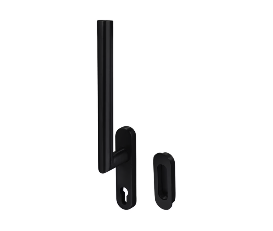 BLU Matt Black Lift Slide Handle with Euro Backplate & Flush Pull |  KM750B-MBL