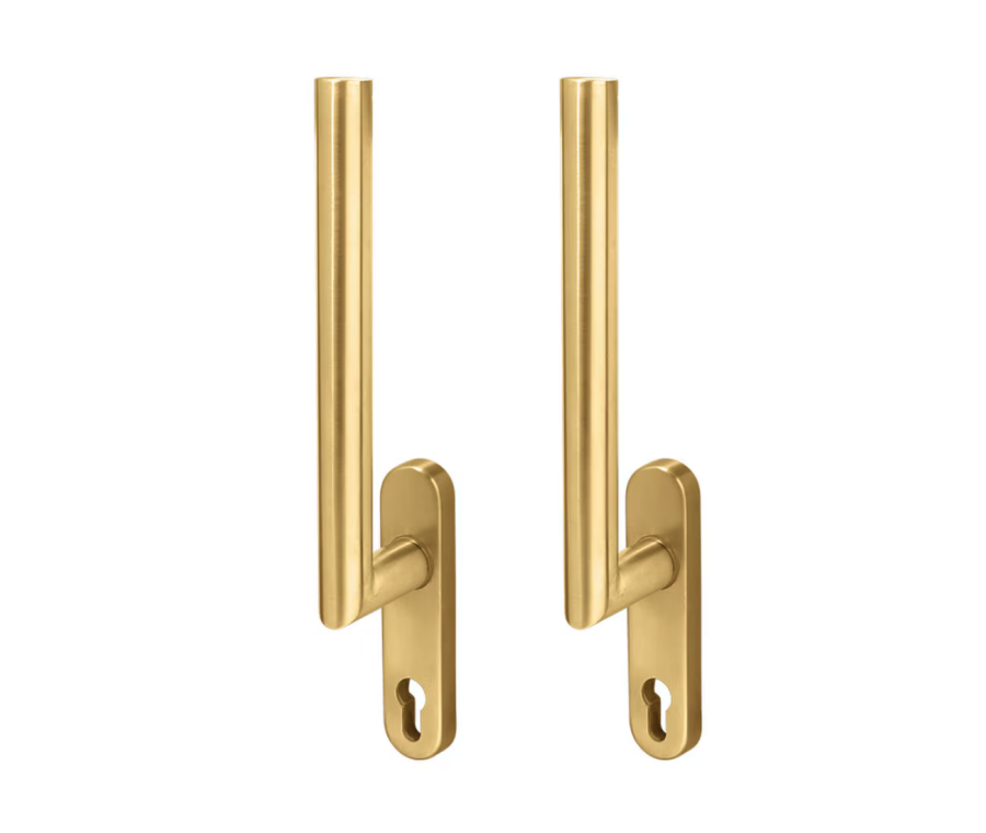 BLU Satin Brass Back to Back Lift Slide Handle with Euro Backplate  |  KM780-PSB