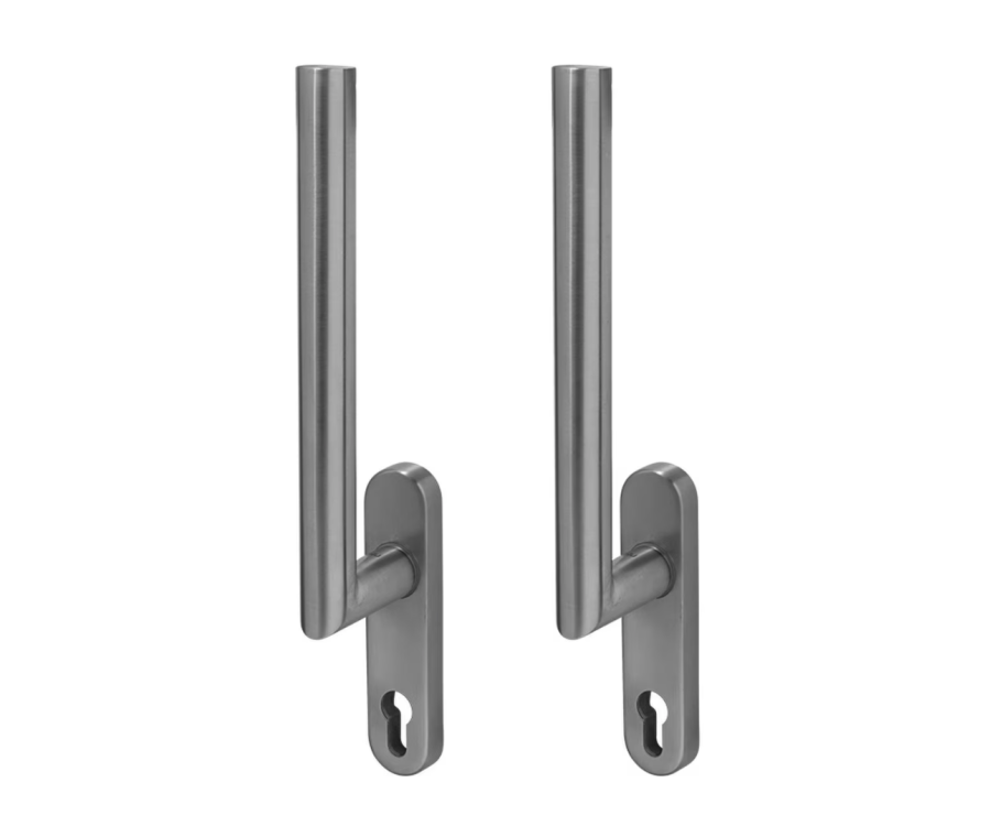 BLU Satin Stainless Steel Back to Back Lift Slide Handle with Euro Backplate | KM780-SSS