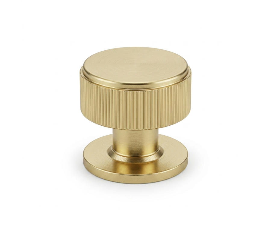 Satin Brass Linear Cupboard Knob - 34mm dia.  |  IXC713SB