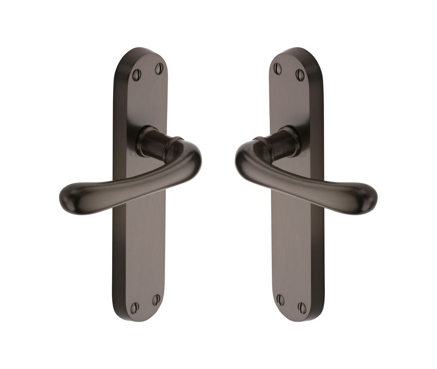 Heritage Brass Matt Bronze Luna Door Handle on Plate - Lever Latch