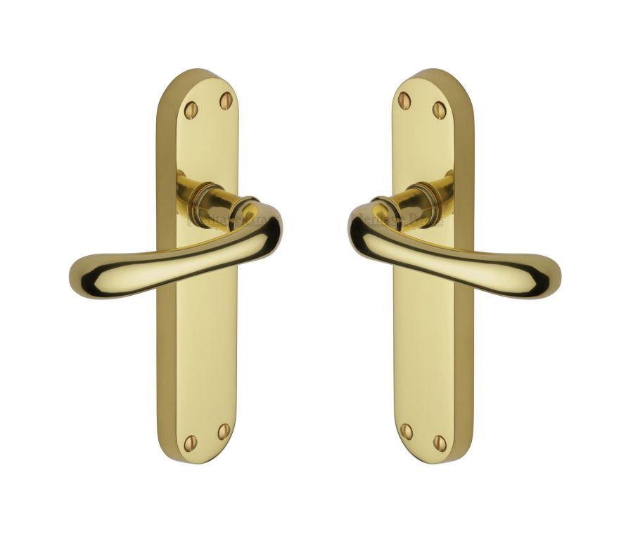 Heritage Brass Polished Brass Luna Door Handle on Plate - Lever Latch