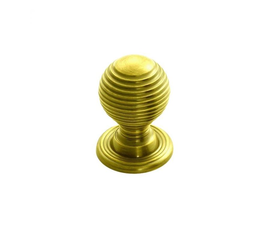 Polished Brass 22mm Queen Anne Reeded Cupboard Knob | M1003PB