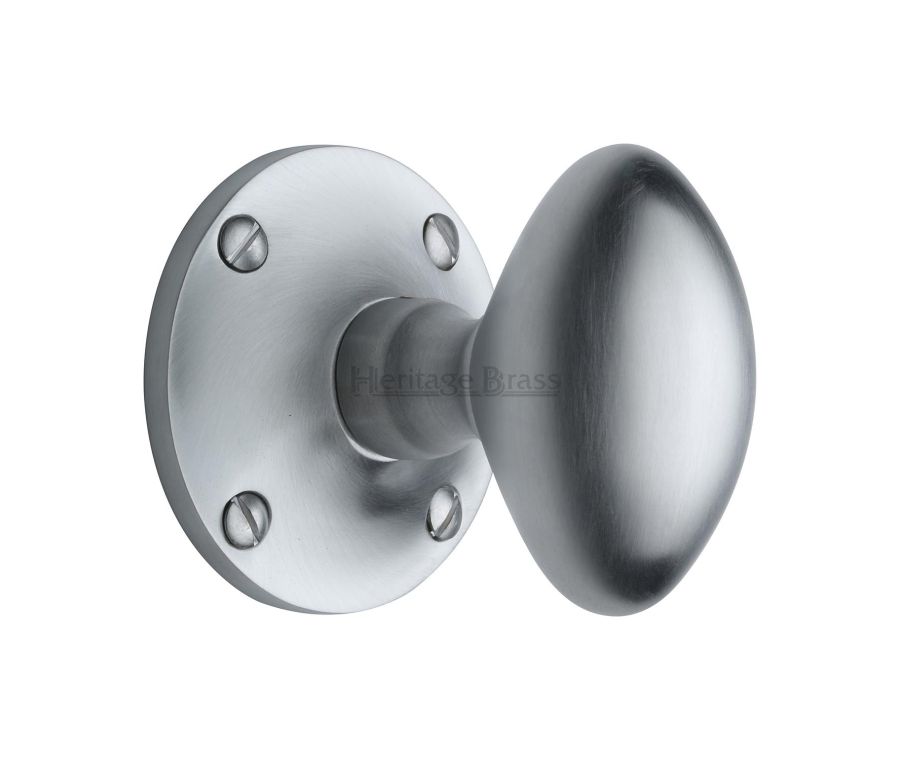 Heritage Brass Satin Chrome Mayfair Door Knob on Rose
