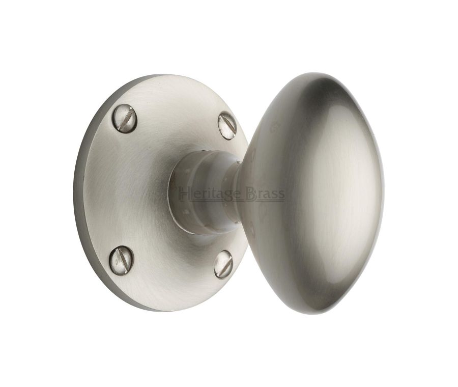 Heritage Brass Satin Nickel Mayfair Door Knob on Rose