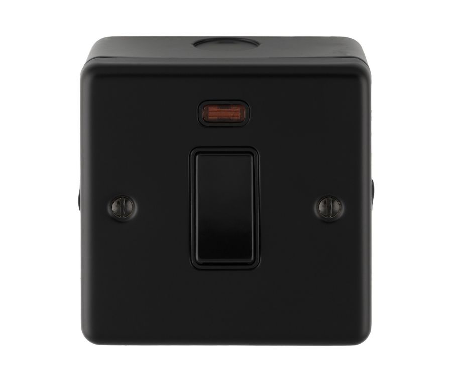 Eurolite Black Metal Clad 1 Gang 45Amp DP Switch w/ Neon  |  MCB3271