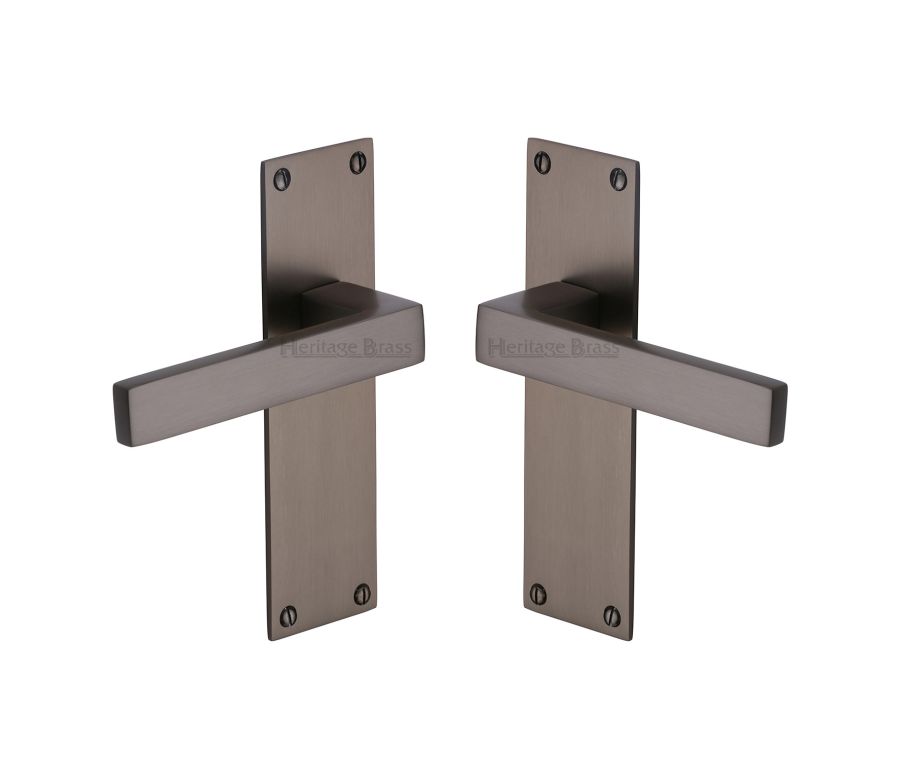 Heritage Brass Matt Bronze Metro Door Handle on Plate - Lever Latch