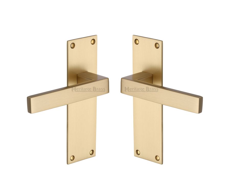 Heritage Brass Satin Brass Metro Door Handle on Plate - Lever Latch