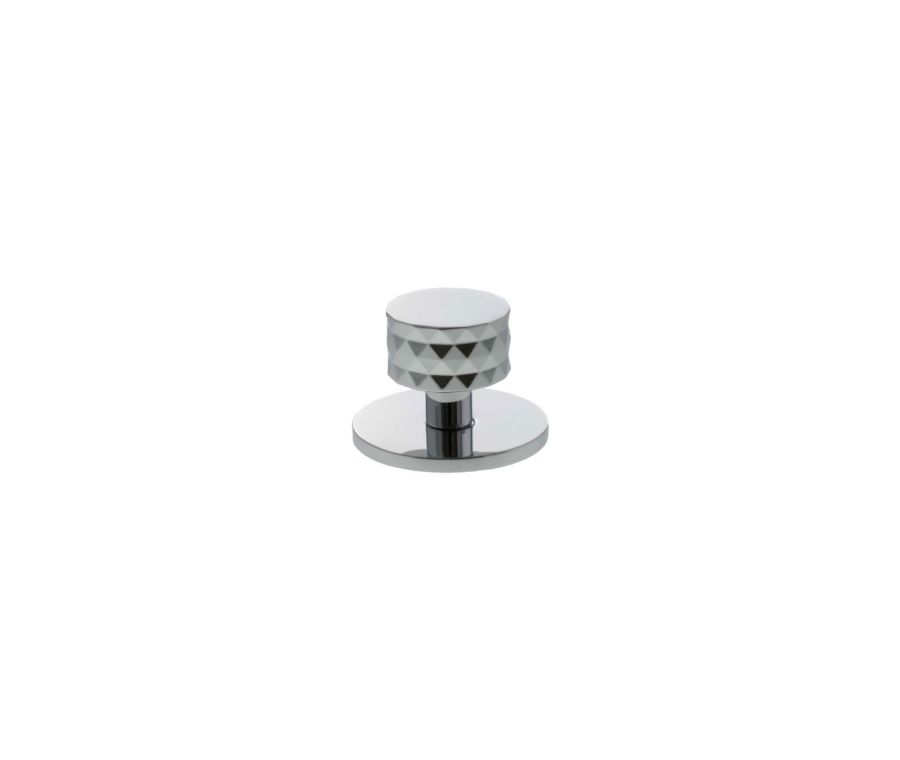 Chrysler Cabinet Knob Handle on Plate - Polished Chrome