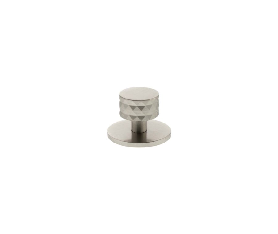 Chrysler Cabinet Knob Handle on Plate - Satin Nickel