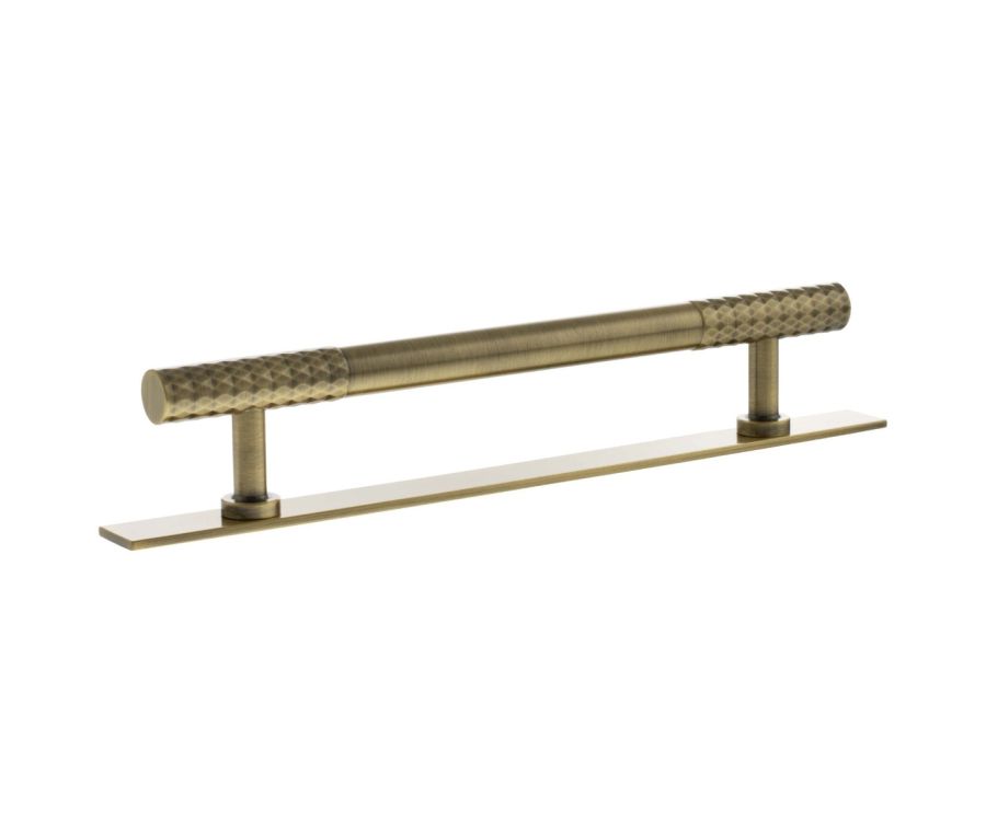 Chrysler Cabinet Pull Handle on Plate 160mm - Antique Brass