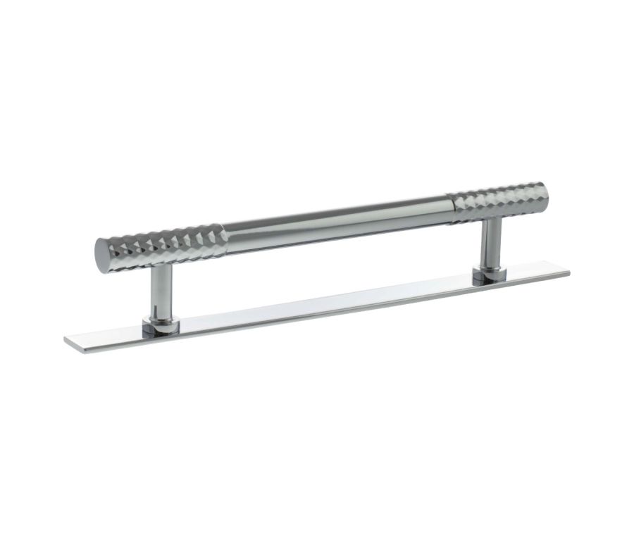 Chrysler Cabinet Pull Handle on Plate 160mm - Polished Chrome