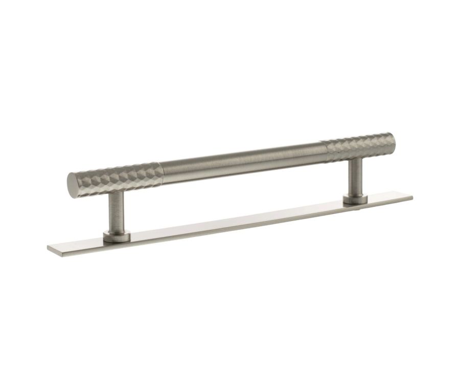 Chrysler Cabinet Pull Handle on Plate 160mm - Satin Nickel