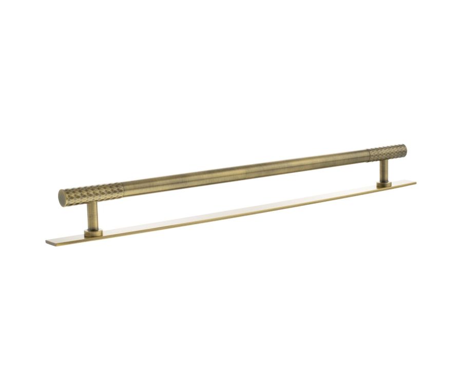 Chrysler Cabinet Pull Handle on Plate 320mm - Antique Brass