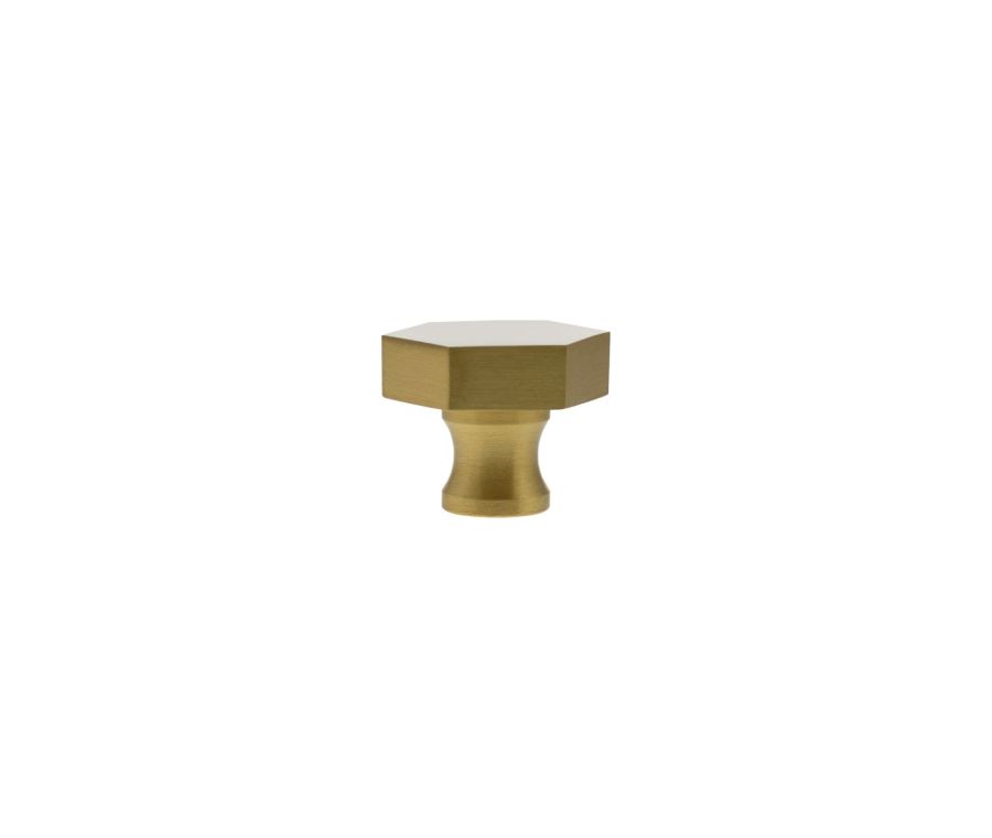 Satin Brass Pennington Hexagonal Cabinet Knob | MHCH1532SB
