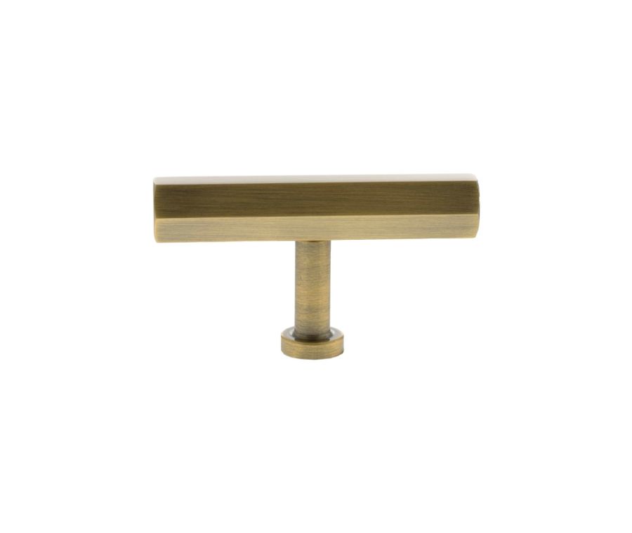 Antique Brass Pennington Hexagonal T Bar Cabinet Knob | MHCH1675AB