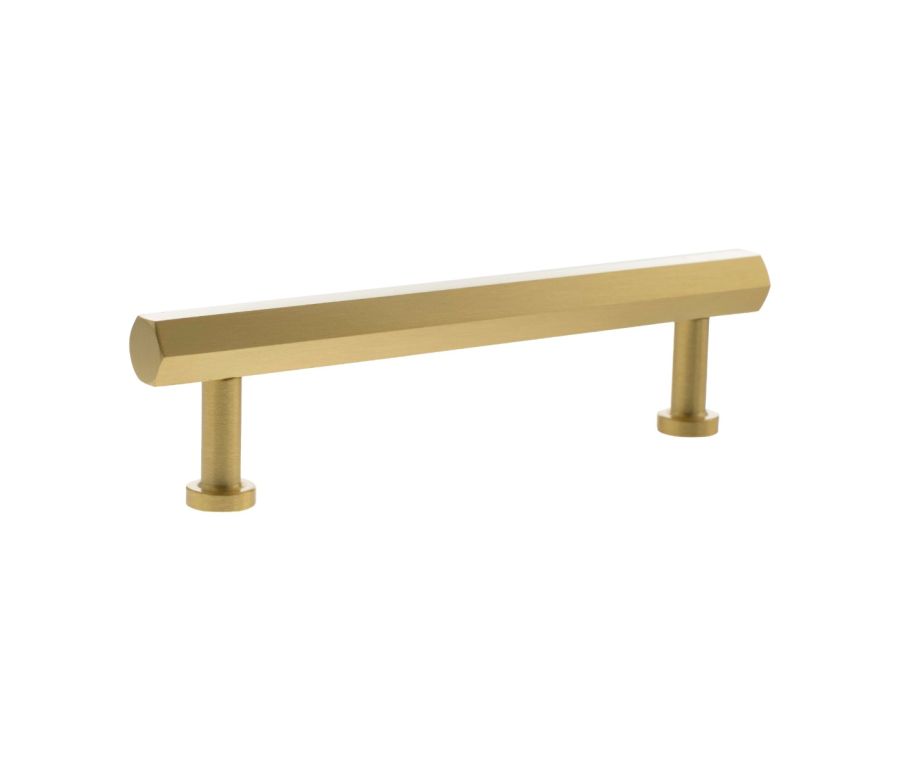 Satin Brass 128mm Pennington Hexagonal Cabinet Handle | MHCH17128SB