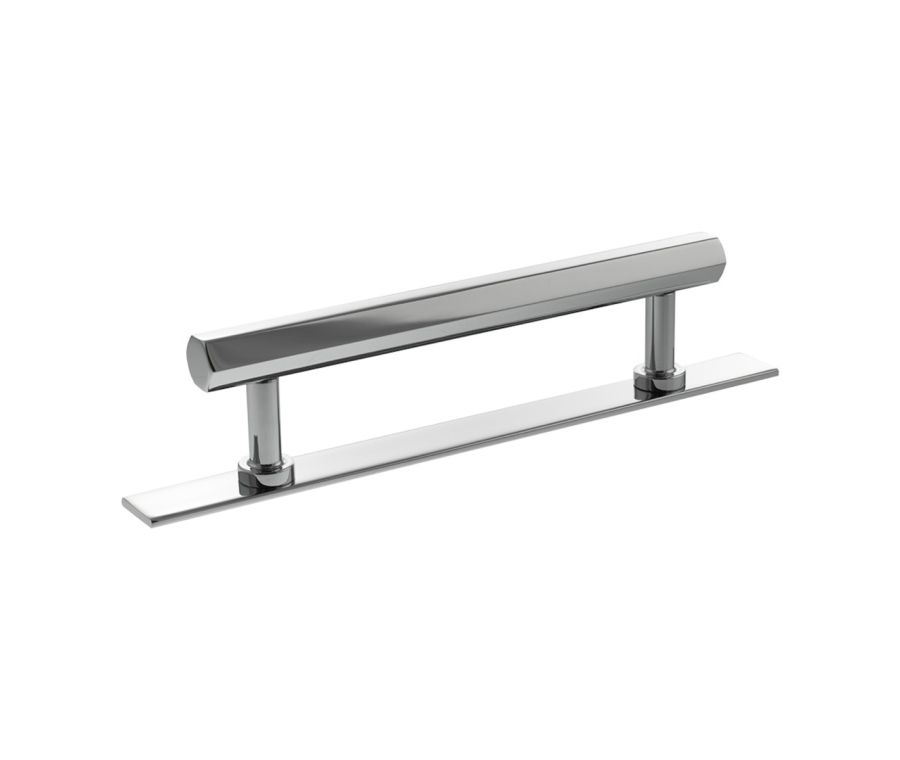 Pennington Hexagonal Cabinet Pull Handle on Plate 128mm - Polished Chrome