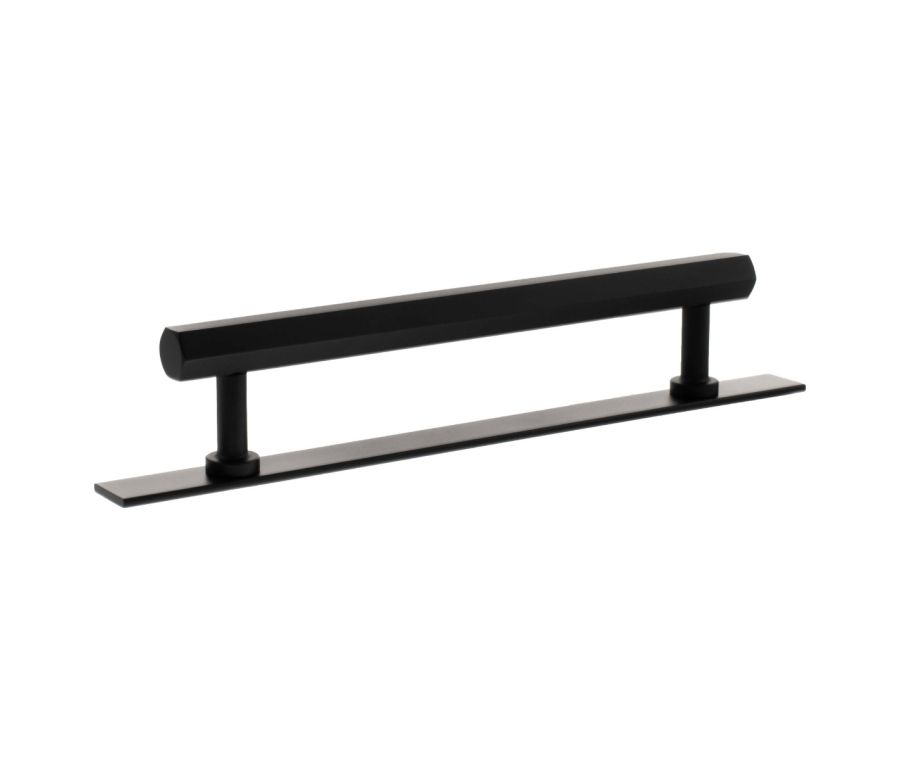 Pennington Hexagonal Cabinet Pull Handle on Plate 160mm - Matt Black