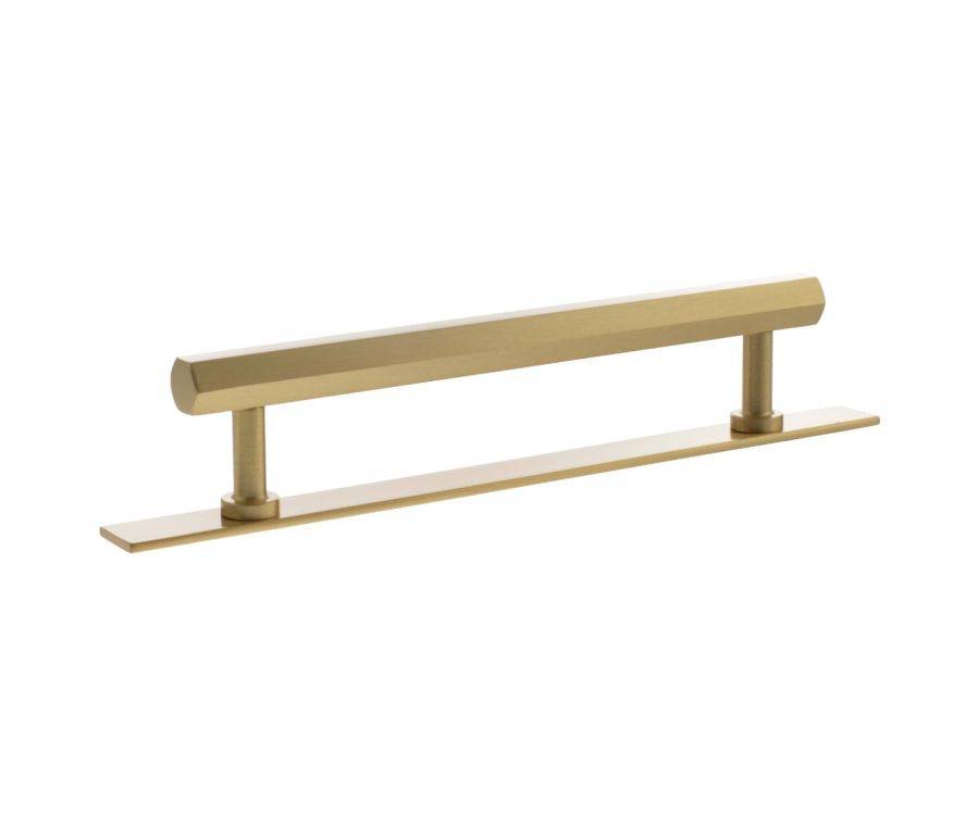 Pennington Hexagonal Cabinet Pull Handle on Plate 160mm - Satin Brass